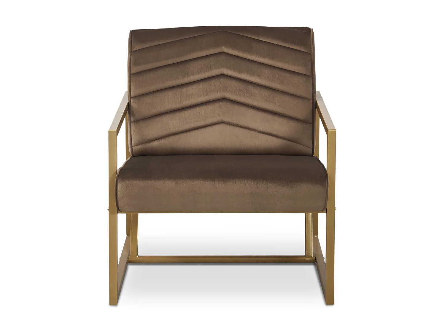 Fauteuil Vidor Velours Camel pieds Or