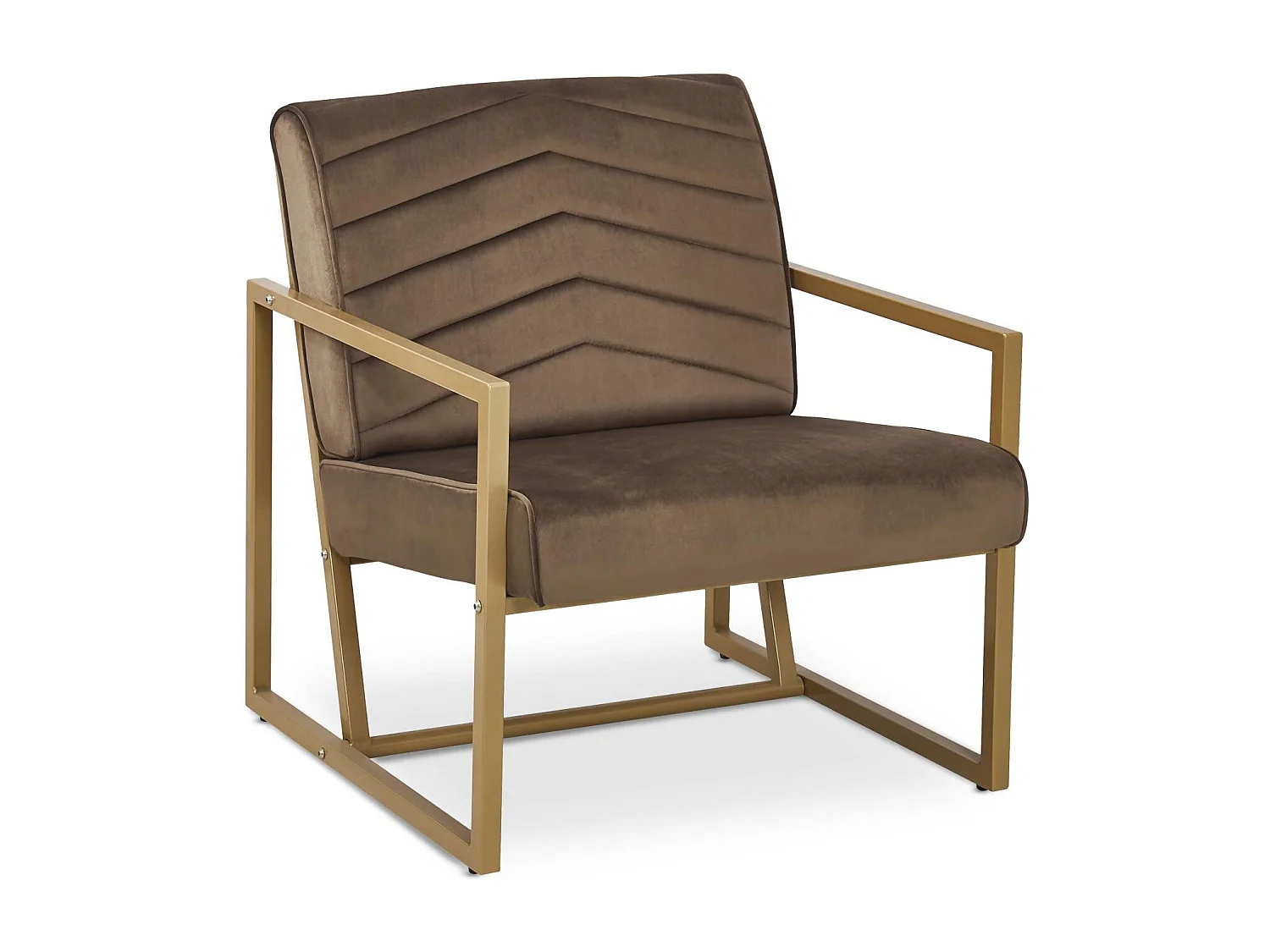 Fauteuil Vidor Velours Camel pieds Or