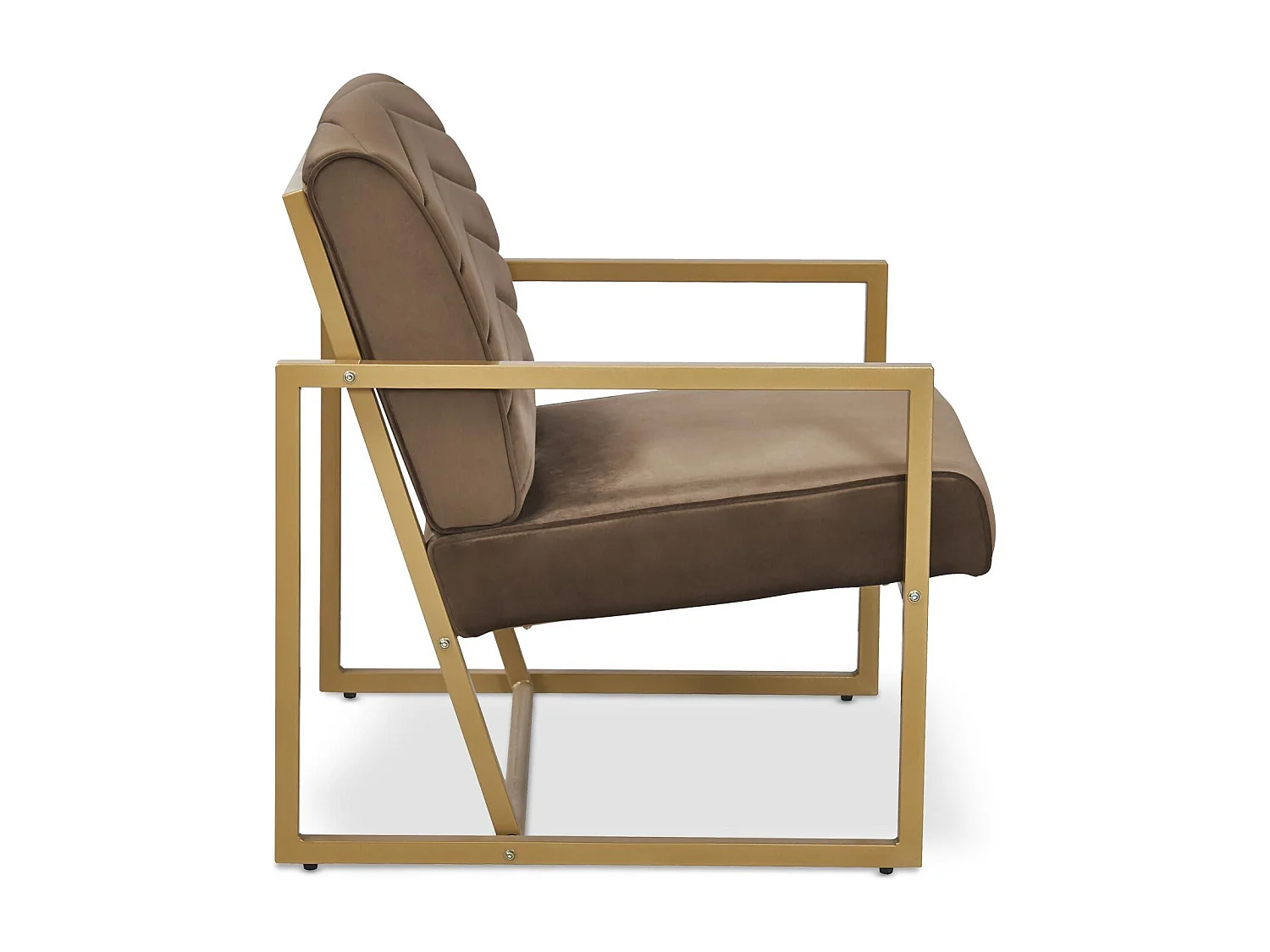 Fauteuil Vidor Velours Camel pieds Or