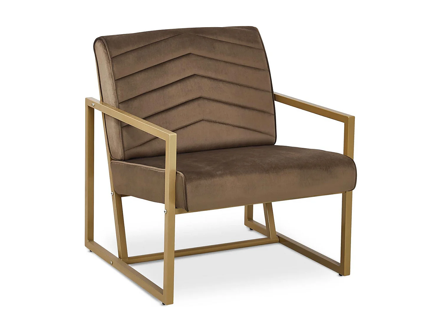 Fauteuil Vidor Velours Camel pieds Or