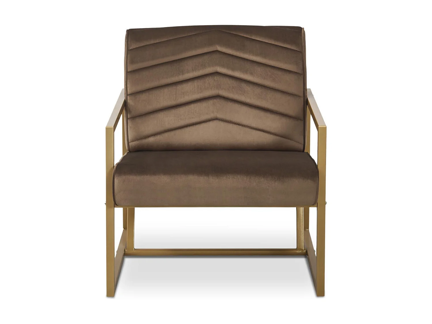 Fauteuil Vidor Velours Camel pieds Or