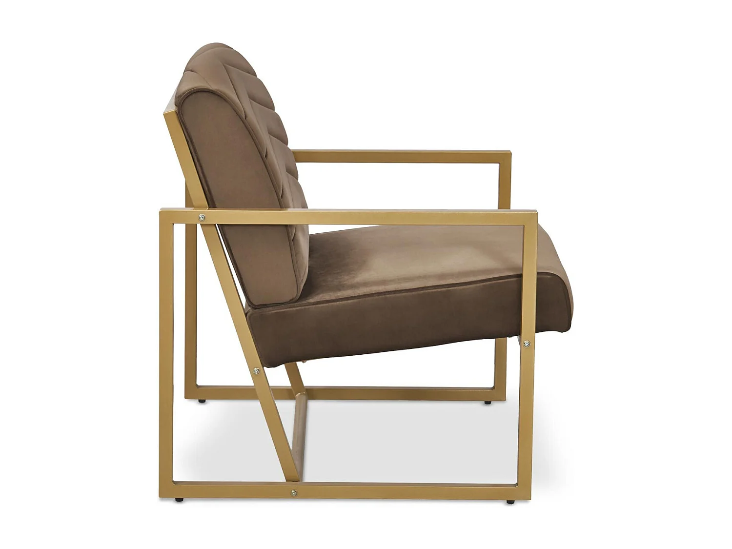 Fauteuil Vidor Velours Camel pieds Or