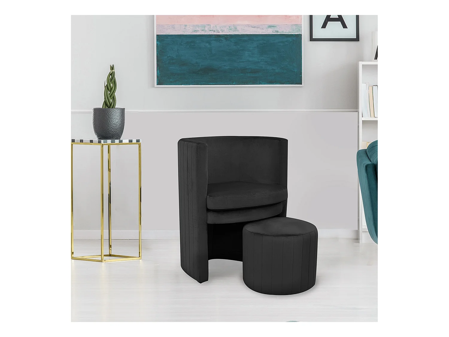 Fauteuil Cabriolet Velours Noir