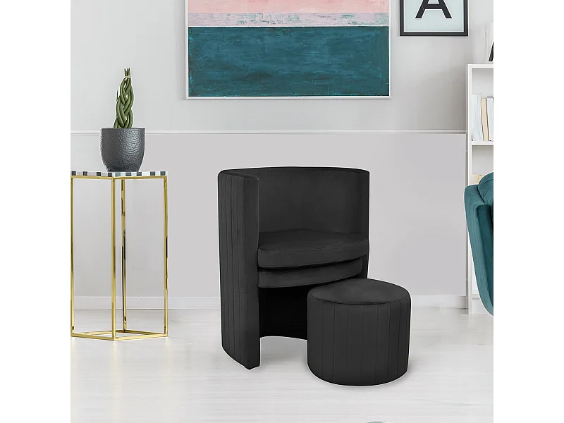 Fauteuil Cabriolet Velours Noir