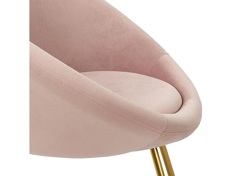 Fauteuil Karl Velours Rose Rose, Or