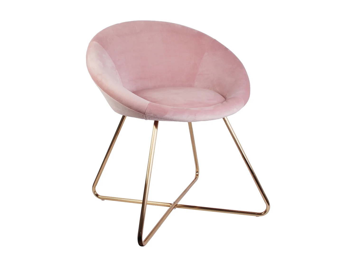 Fauteuil Karl Velours Rose Rose, Or