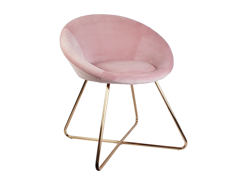 Fauteuil Karl Velours Rose Rose, Or