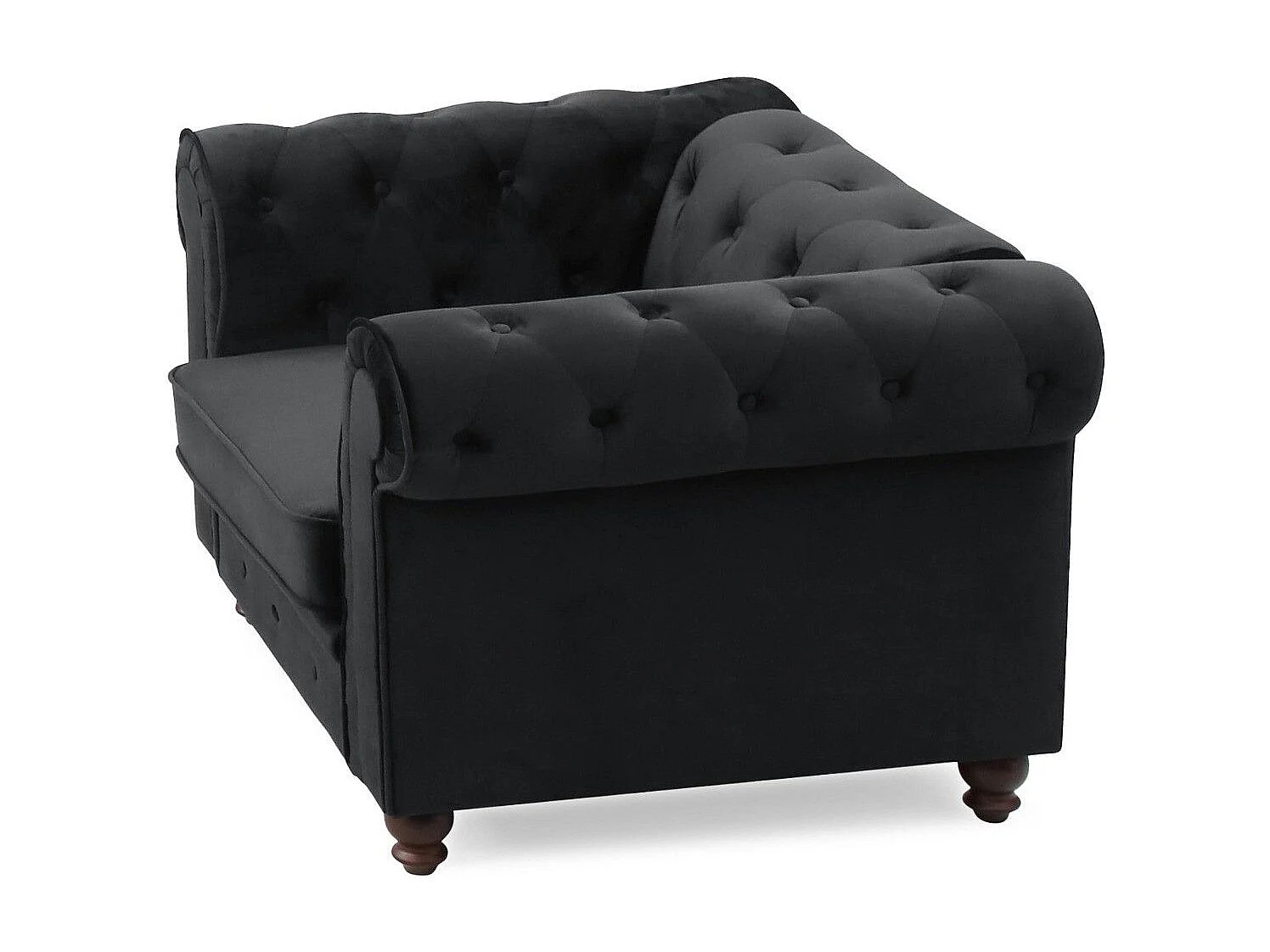Fauteuil Design Velours "Chesterfield" 111cm Noir