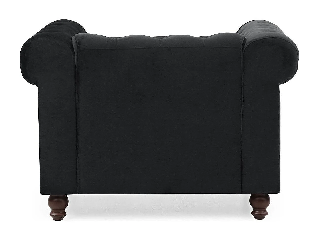 Fauteuil Design Velours "Chesterfield" 111cm Noir