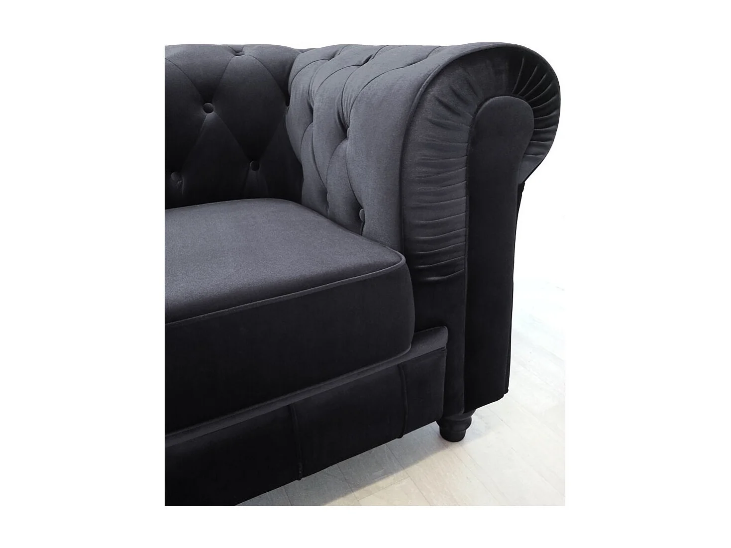Poltrona Chesterfield grande in velluto nera