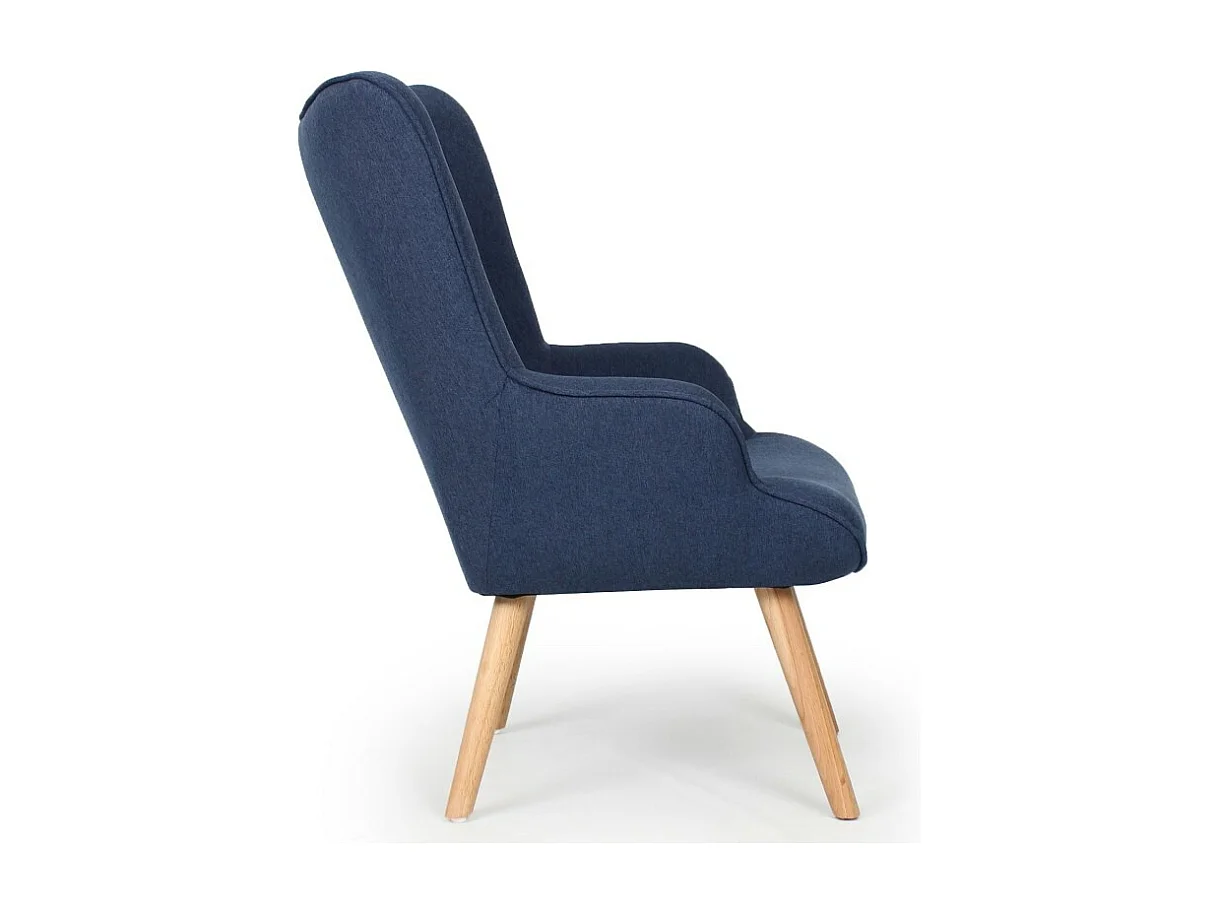 Fauteuil scandinave + pouf Lylou Tissu Bleu