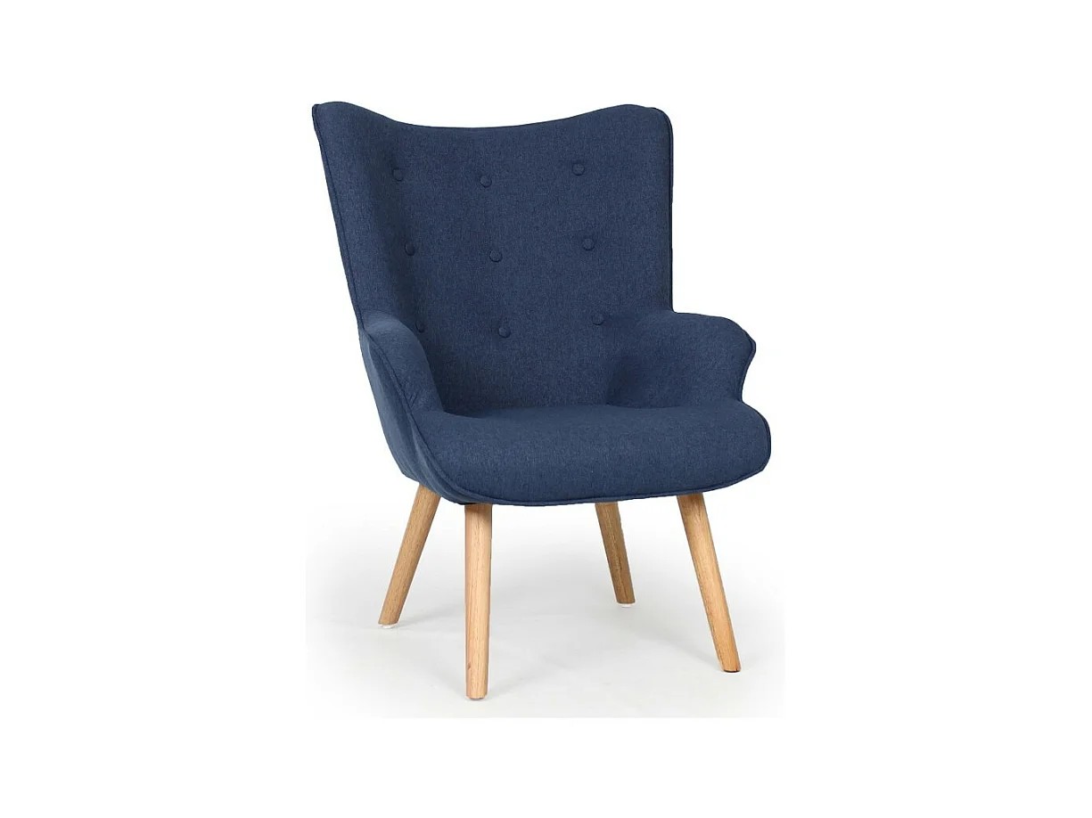 Fauteuil scandinave + pouf Lylou Tissu Bleu