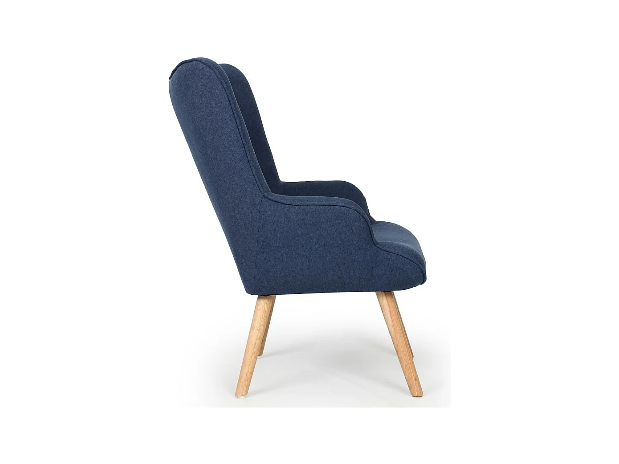 Fauteuil scandinave + pouf Lylou Tissu Bleu