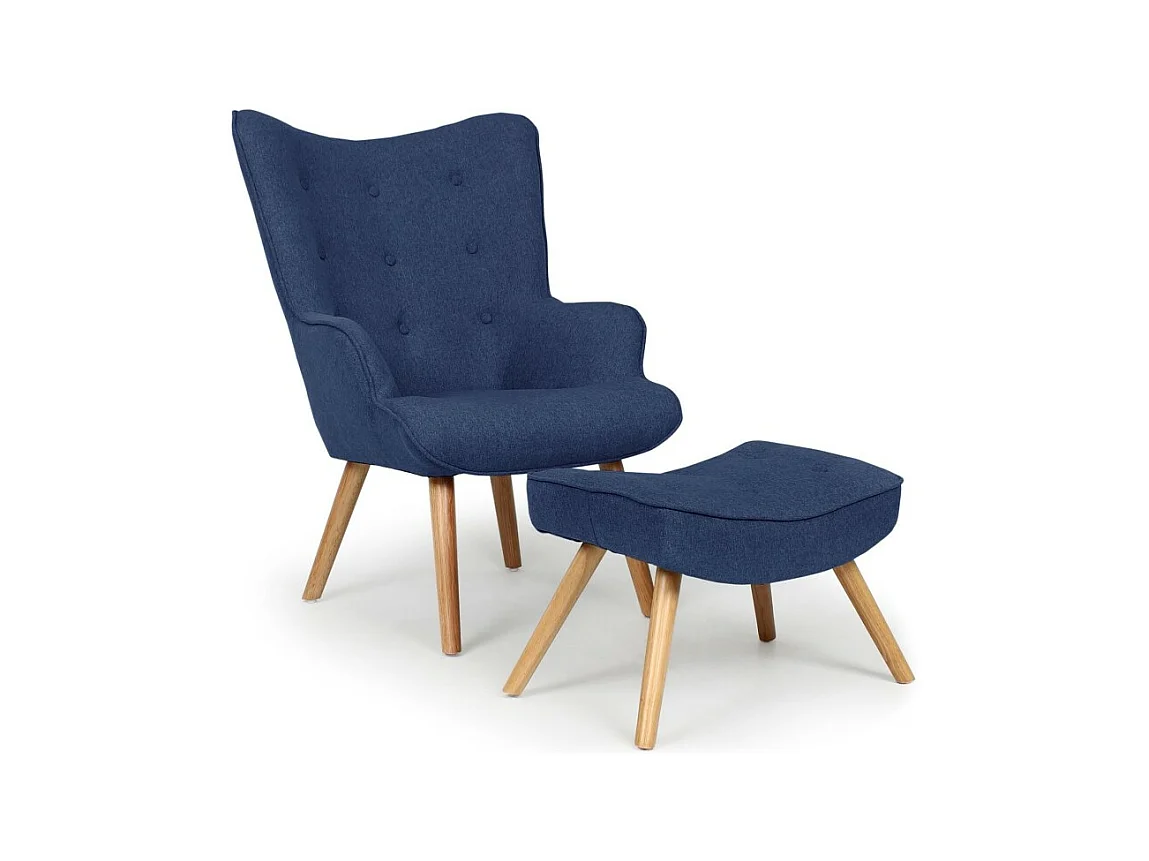 Fauteuil & Pouf Scandinave "Orle" 98cm Bleu