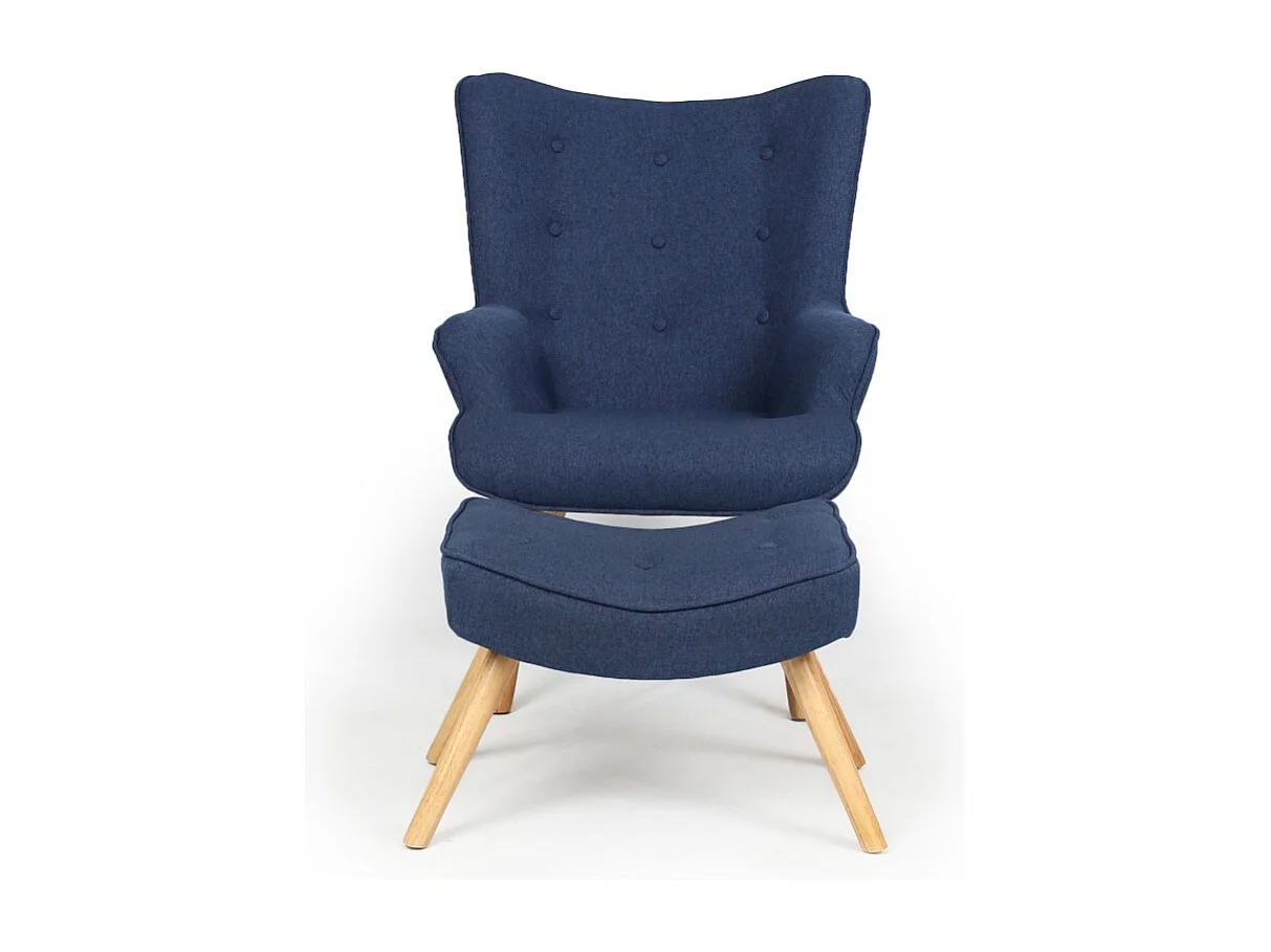 Fauteuil & Pouf Scandinave "Orle" 98cm Bleu
