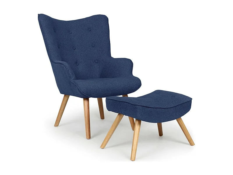 Fauteuil & Pouf Scandinave "Orle" 98cm Bleu
