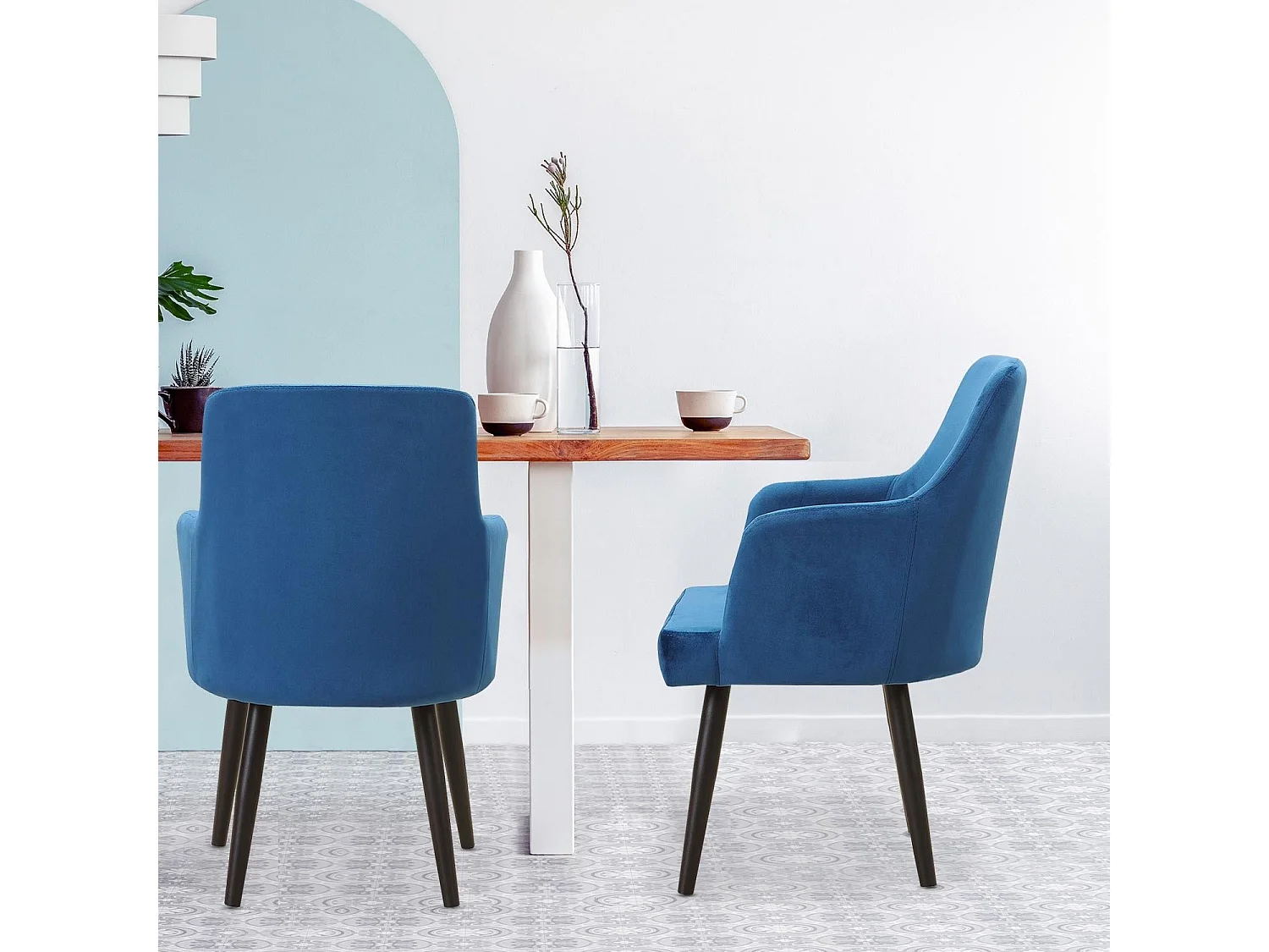 Lot de 2 Fauteuils en Velours "Gitega" 84cm Bleu