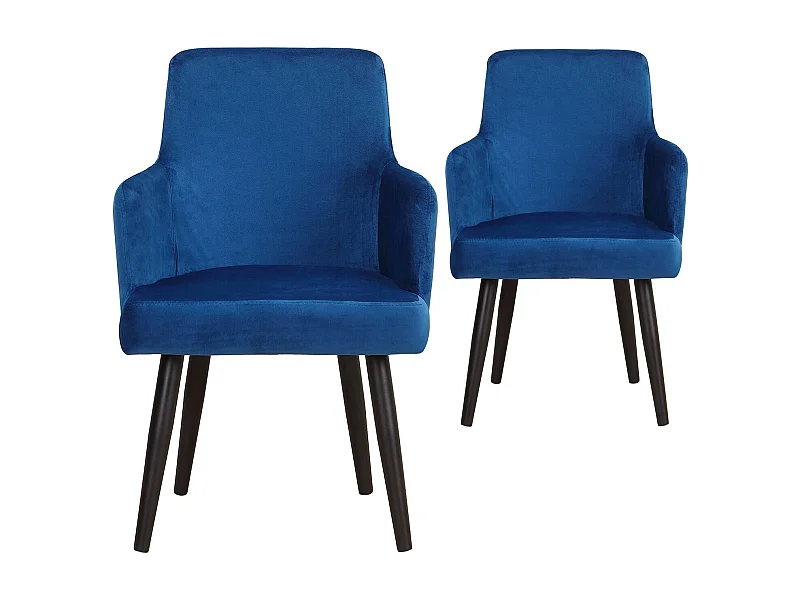 Lot de 2 Fauteuils en Velours "Gitega" 84cm Bleu