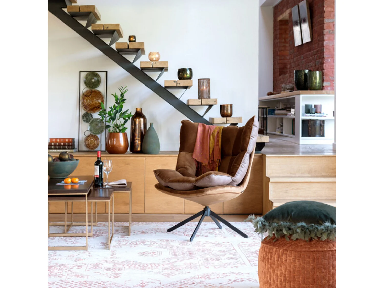 Fauteuil Design Avec Coussin "Relax" 92cm Marron