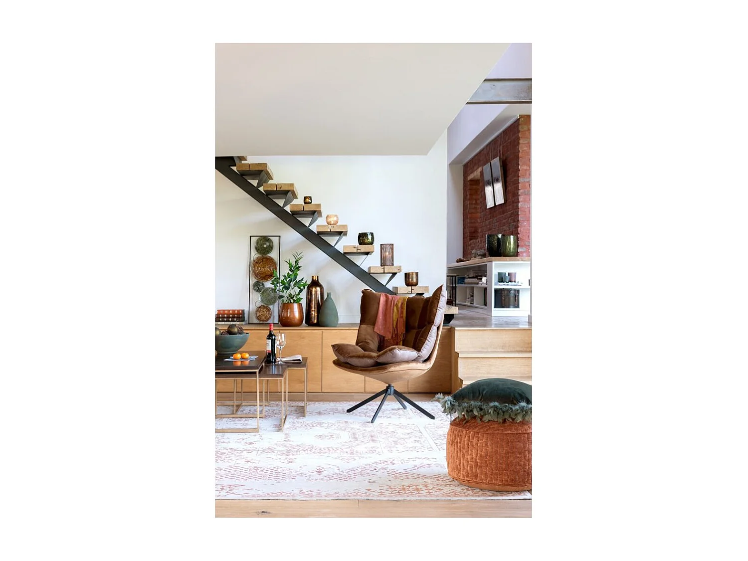 Fauteuil Design Avec Coussin "Relax" 92cm Marron