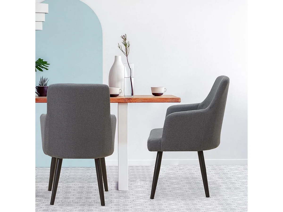 Lot de 2 Fauteuils Neiva Tissu Gris Foncé