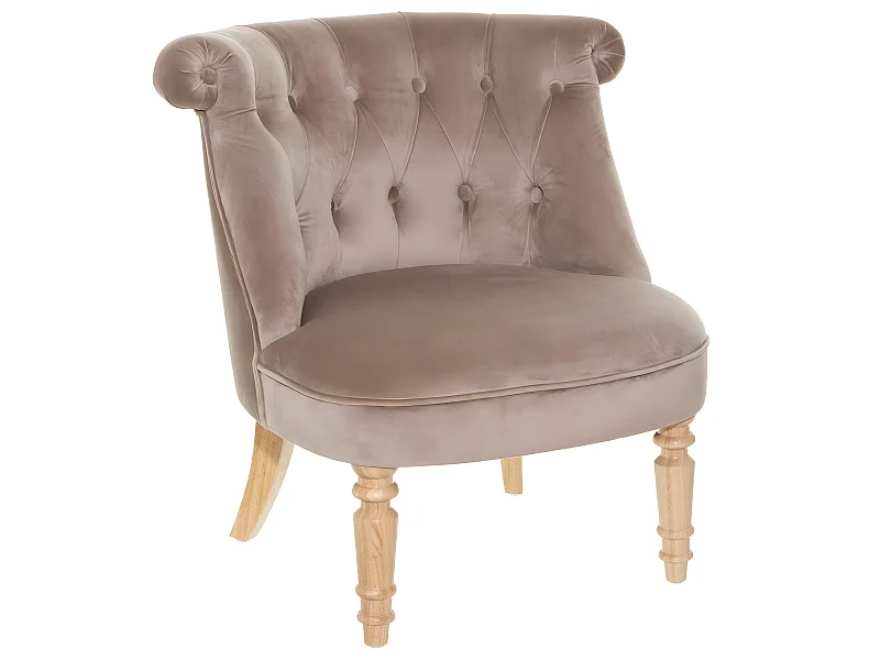 Fauteuil sixtine en velours - Taupe - L 68 x H 70 cm