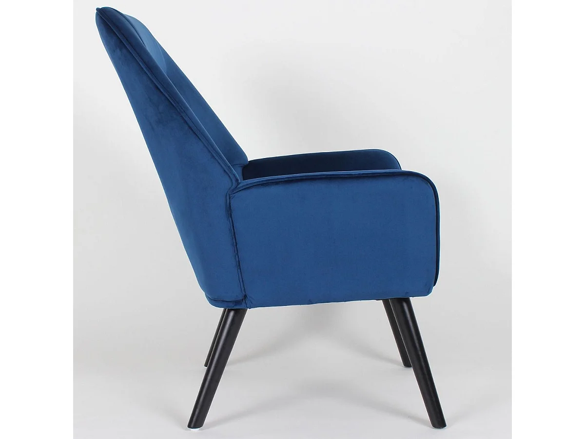 Fauteuil Scandinave en Velours "Watson" 101cm Bleu