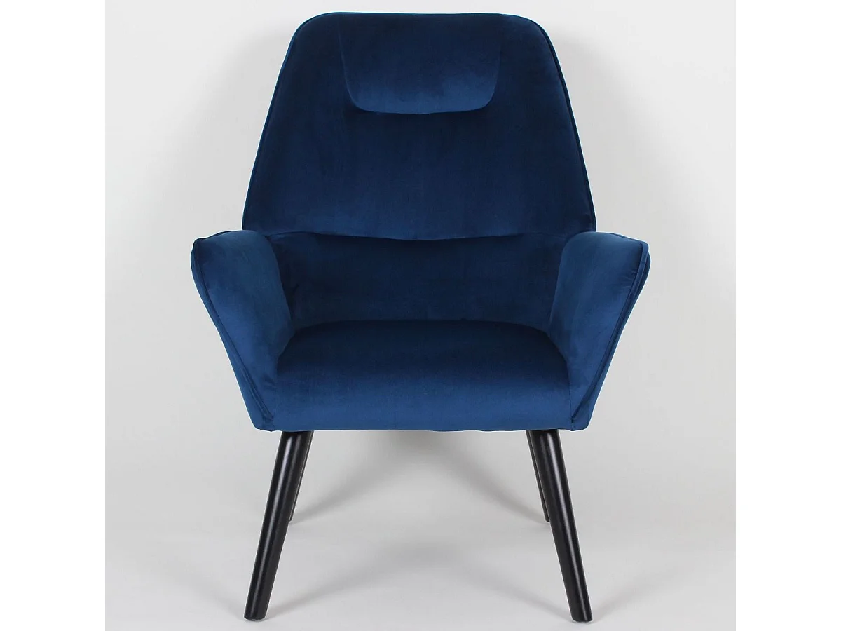 Fauteuil scandinave dossier haut Fox Velours Bleu