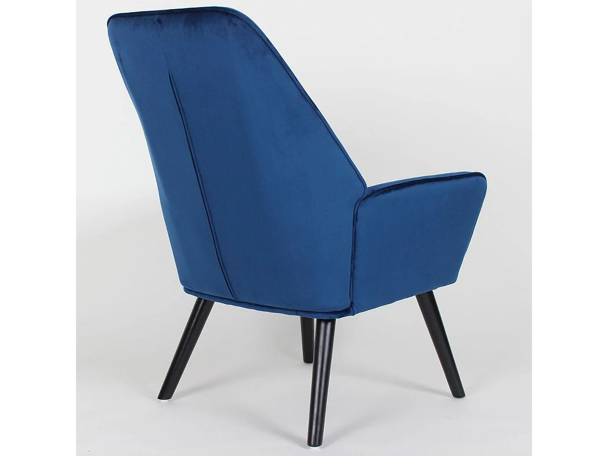 Fauteuil scandinave dossier haut Fox Velours Bleu