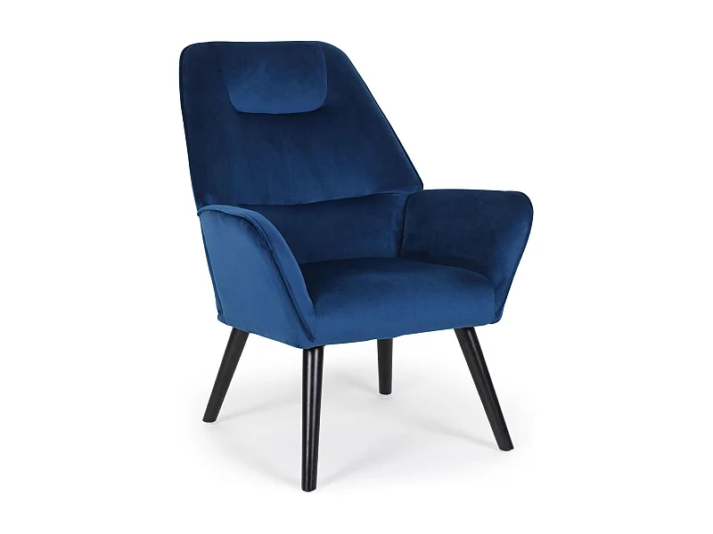 Poltrona scandinava con schienale alto Fox Velluto Blu