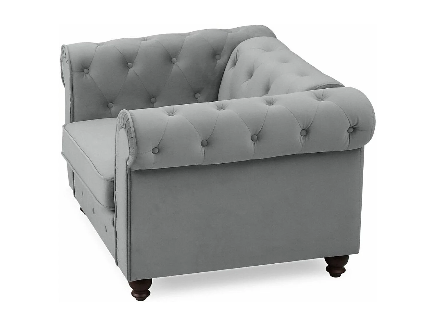 Fauteuil Design Velours "Chesterfield" 110cm Argent