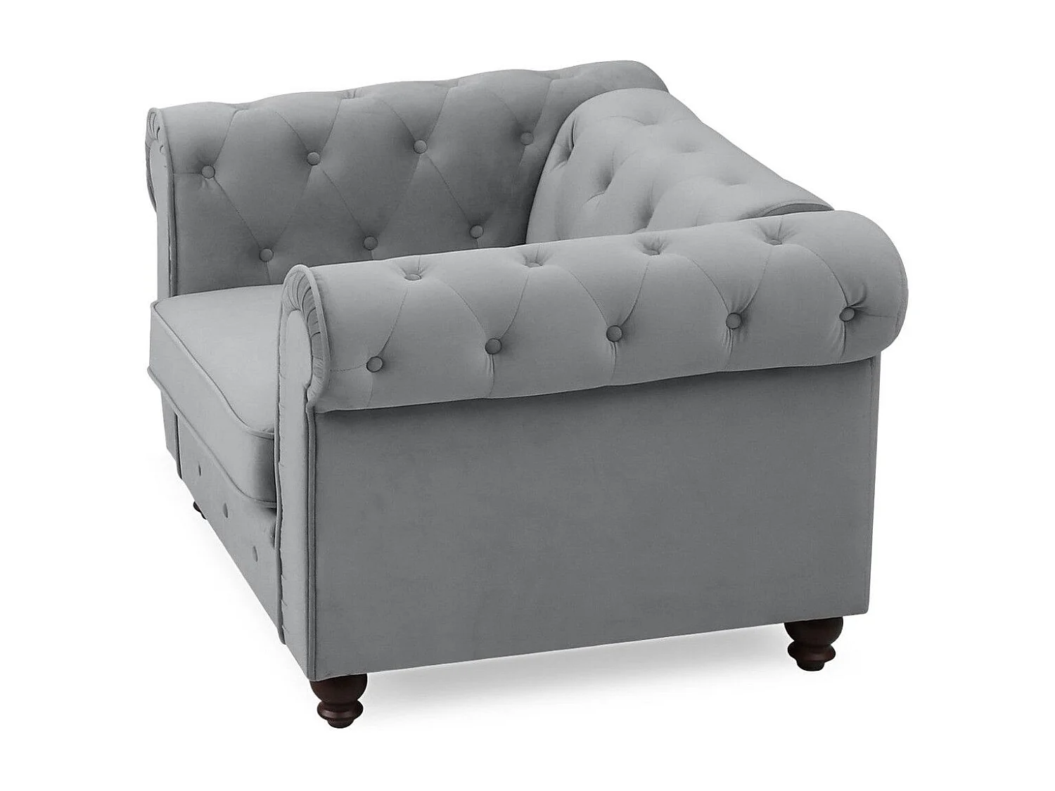 Fauteuil Design Velours "Chesterfield" 110cm Argent
