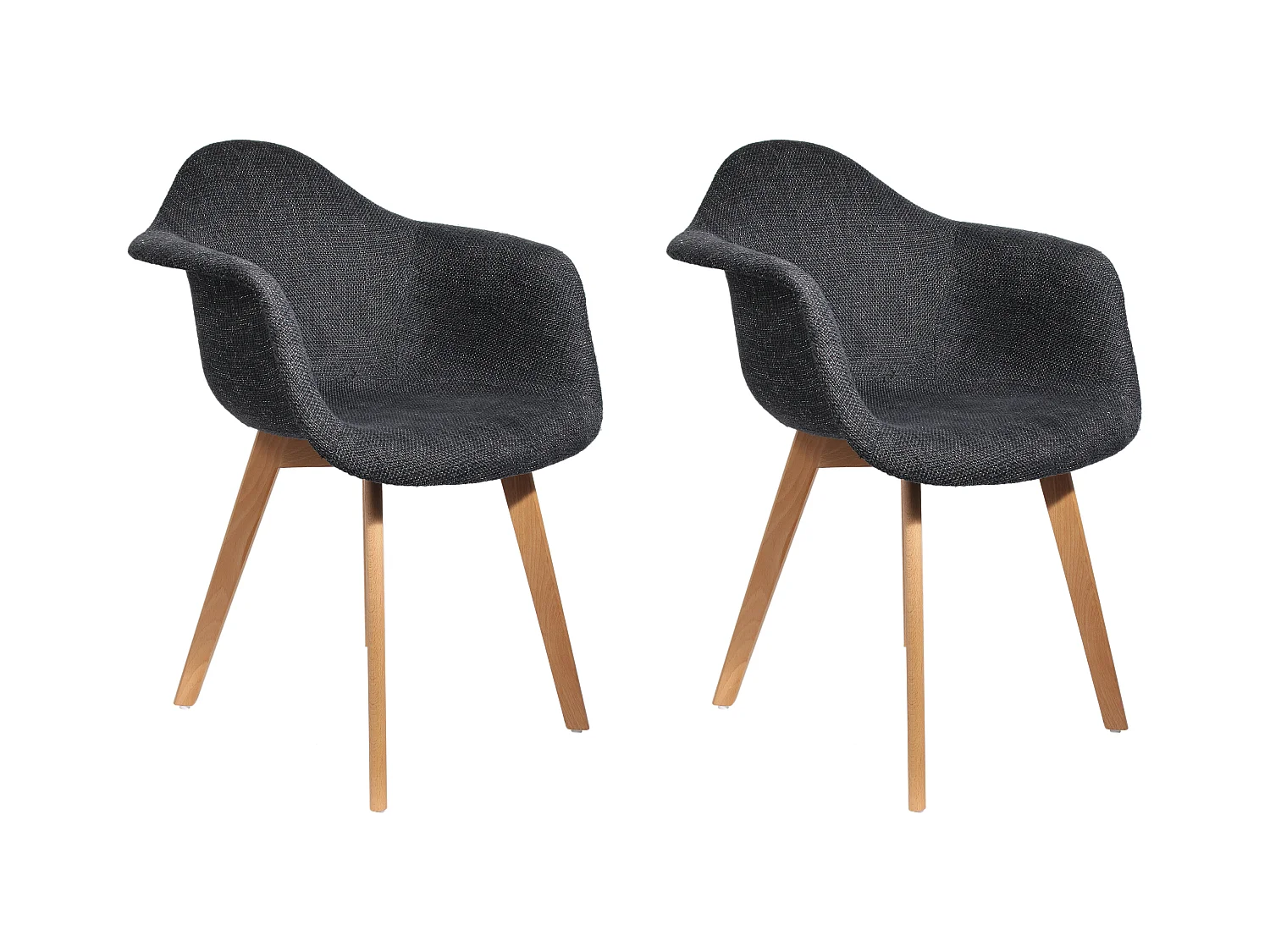 Fauteuil Grosse Maille Noir - Lot De 2