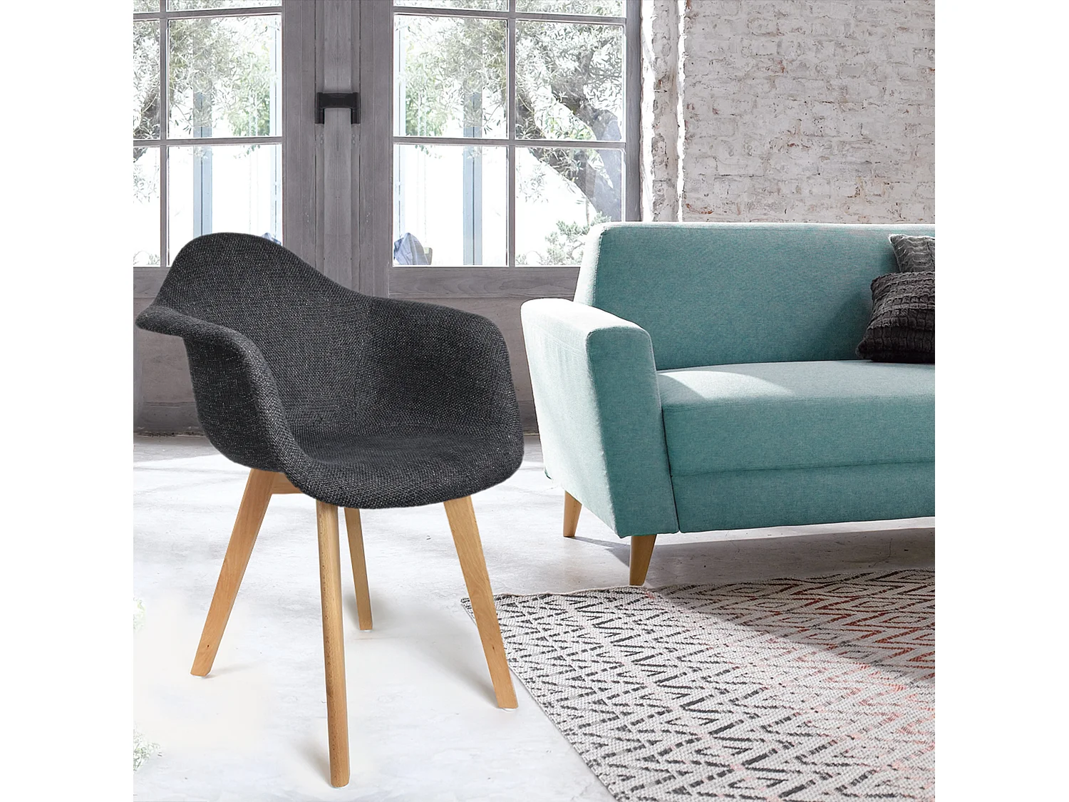 Fauteuil Grosse Maille Noir - Lot De 2