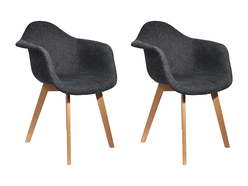 Fauteuil Grosse Maille Noir - Lot De 2