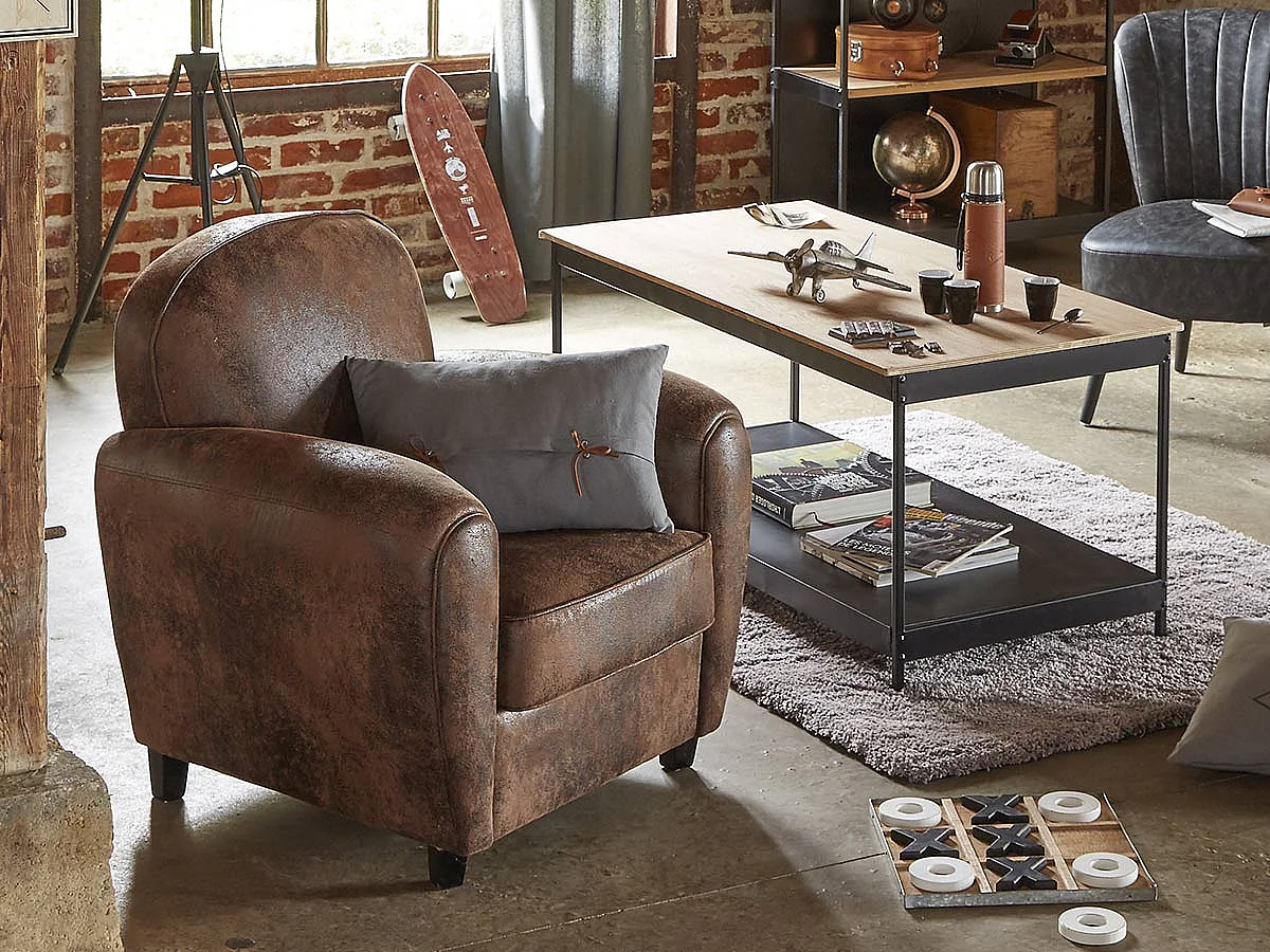 Fauteuil Vintage "Stanis" 82cm Marron