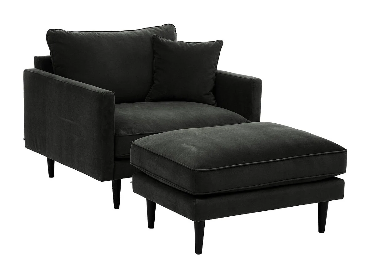 Pouf Ottoman Velours "Candice" 91cm Vert Kaki