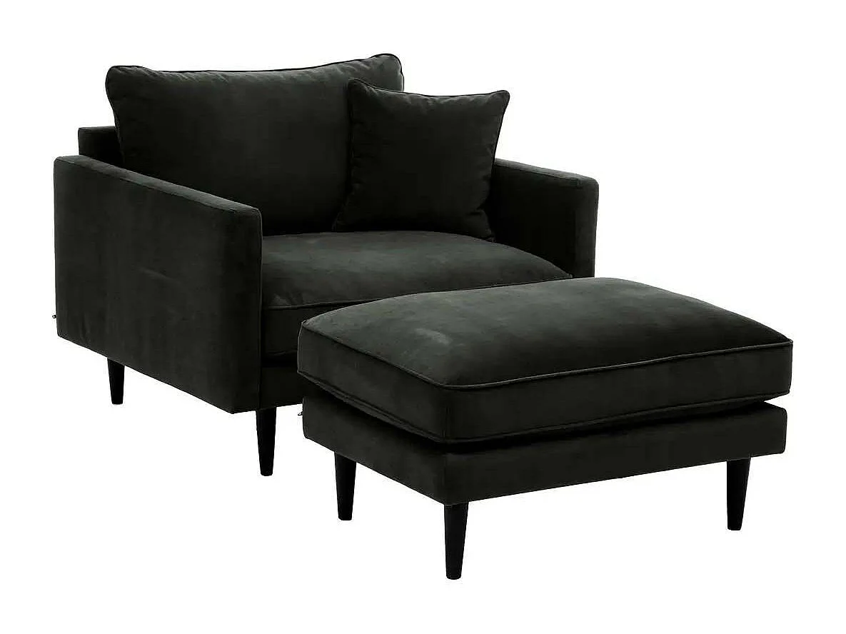 Pouf Ottoman Velours "Candice" 91cm Vert Kaki