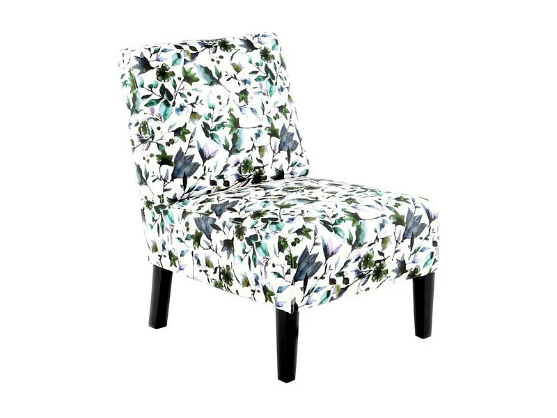 Fauteuil Design Imprimé "Indira" 84cm Beige & Vert