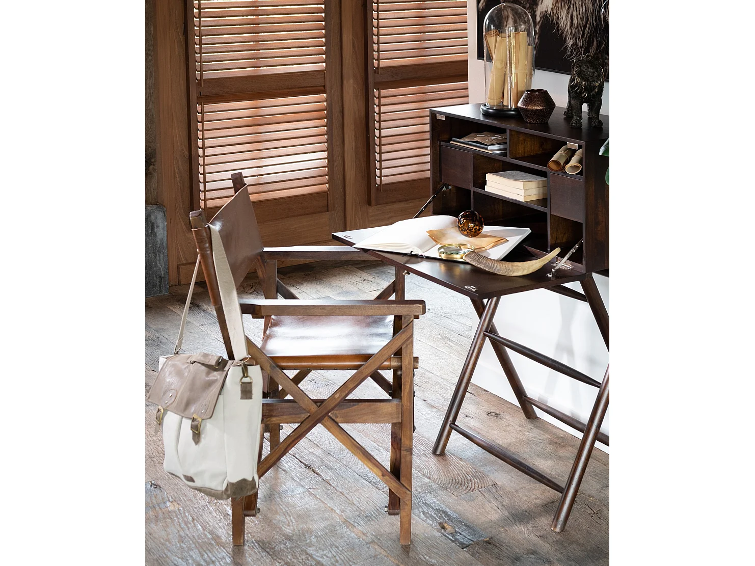 Fauteuil Pliable Design Cuir "Museum" 88cm Marron