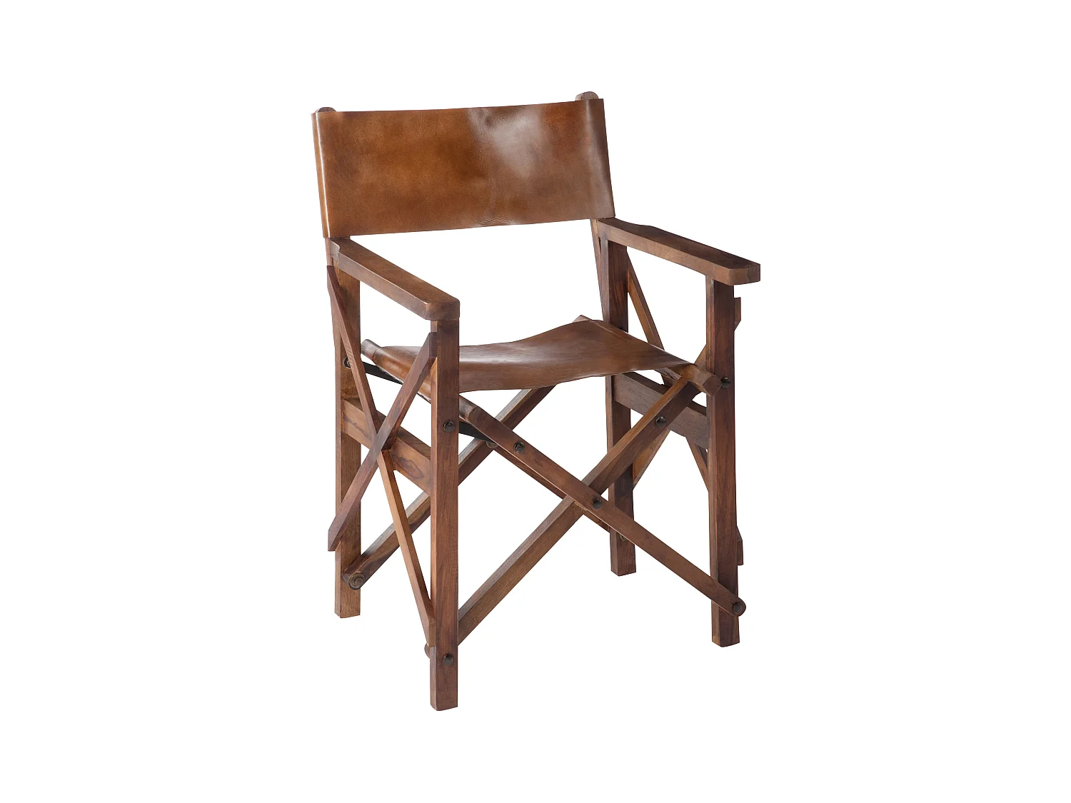 Fauteuil Pliable Design Cuir "Museum" 88cm Marron