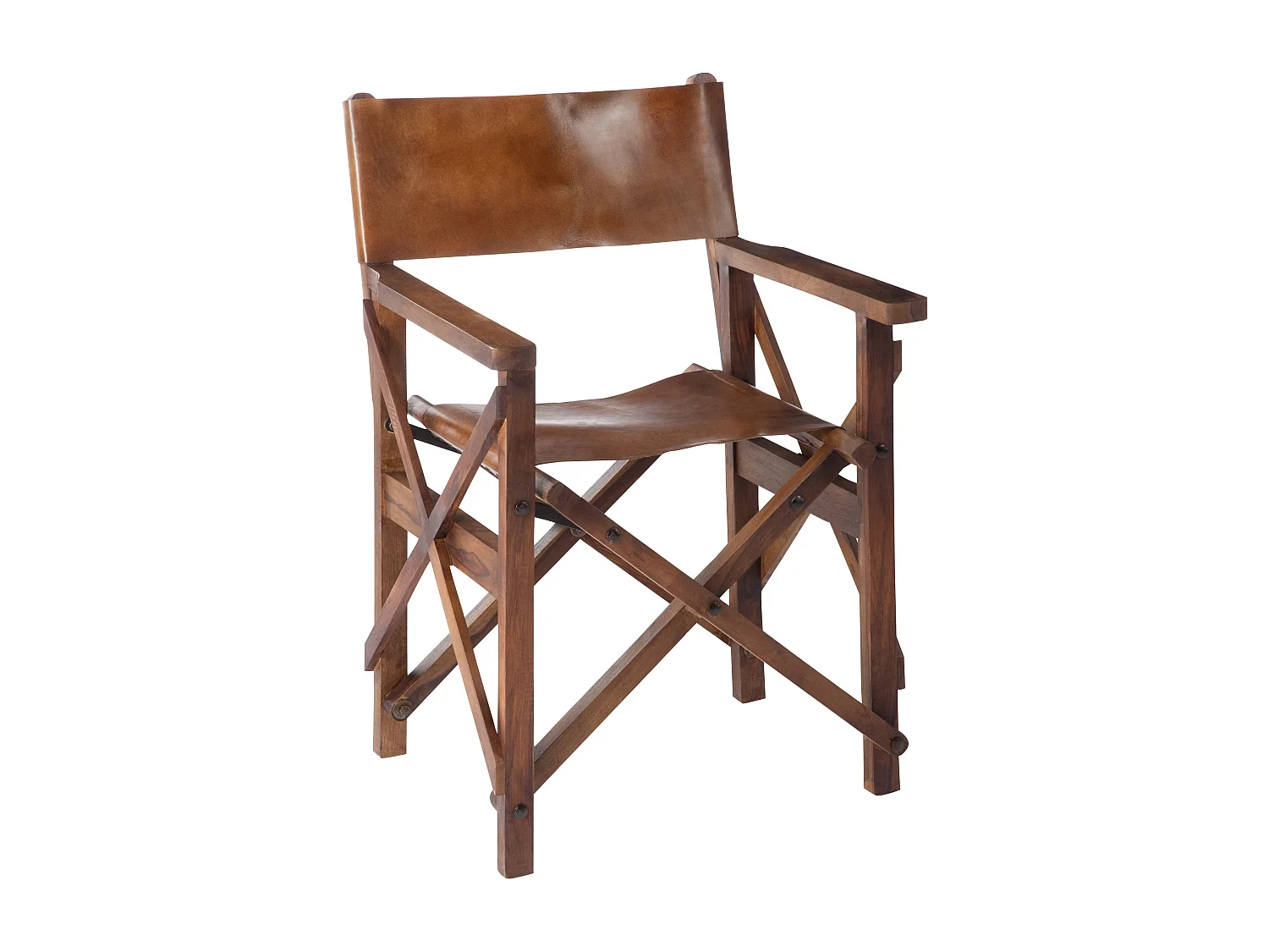 Fauteuil Pliable Design Cuir "Museum" 88cm Marron