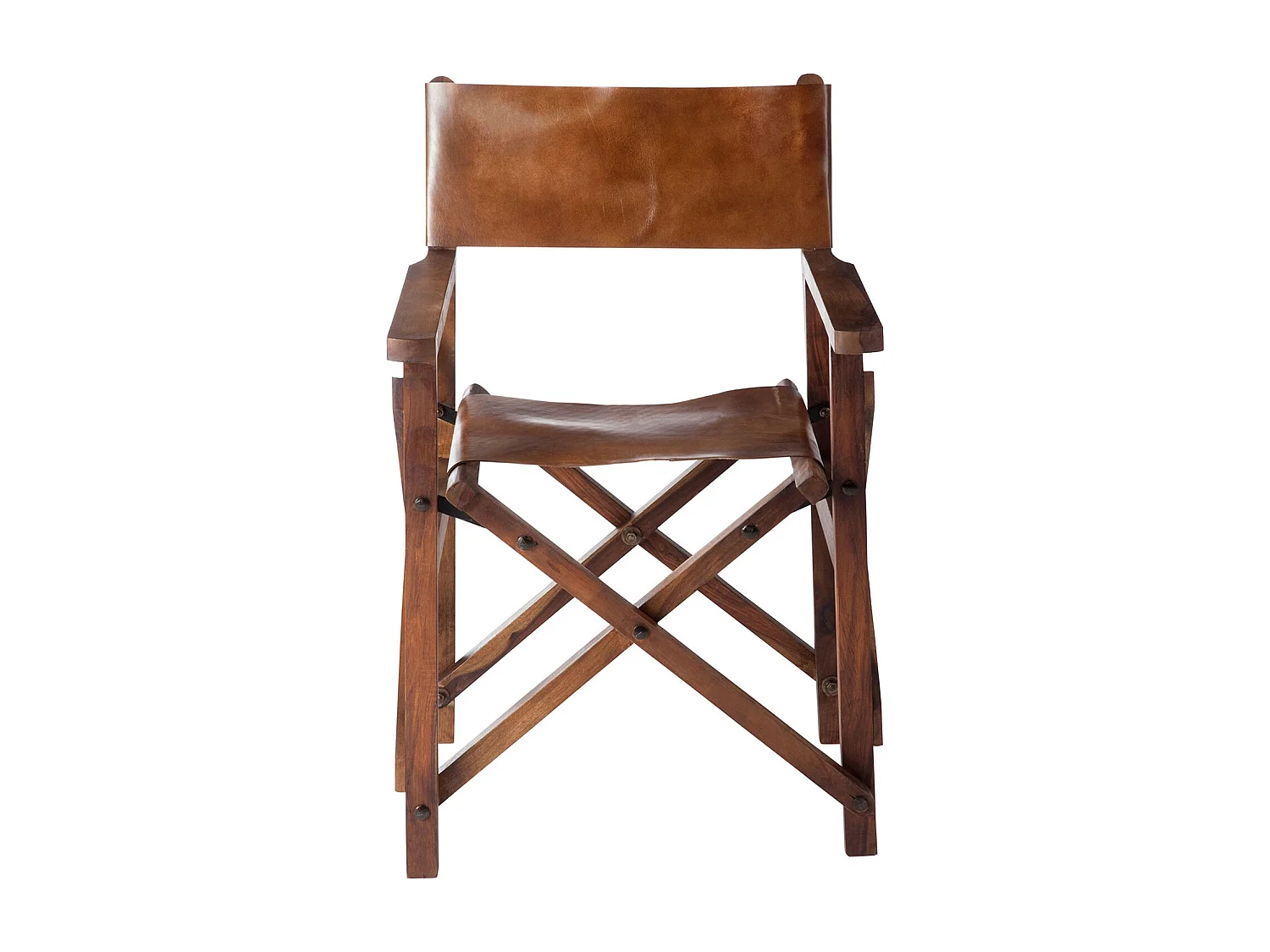 Fauteuil Pliable Design Cuir "Museum" 88cm Marron