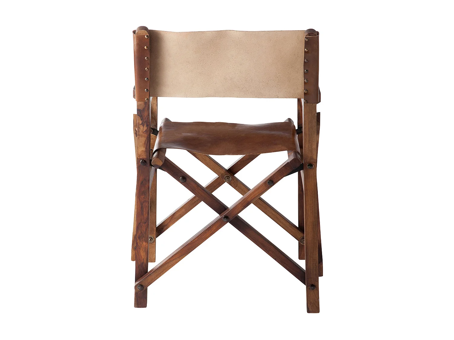 Fauteuil Pliable Design Cuir "Museum" 88cm Marron