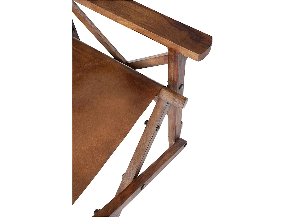 Fauteuil Pliable Design Cuir "Museum" 88cm Marron