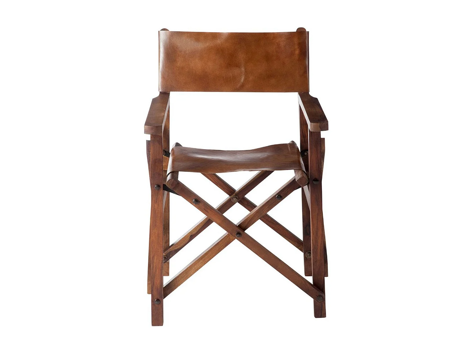 Fauteuil Pliable Design Cuir "Museum" 88cm Marron