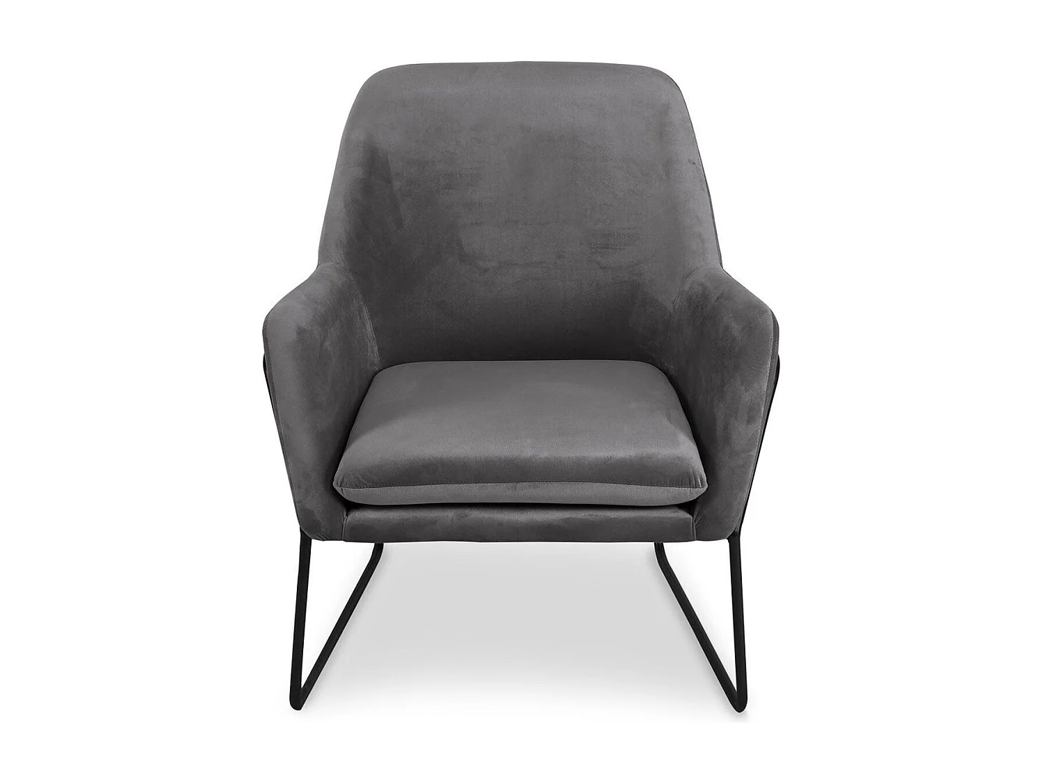 Fauteuil Claudio Velours Gris pieds Métal Noir
