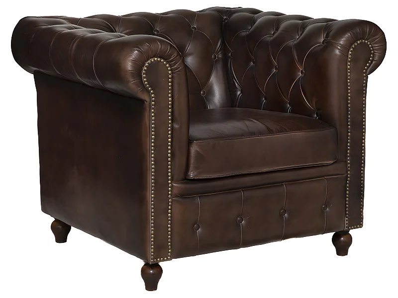 Fauteuil Chesterfield "Deep Soul" 93cm Marron