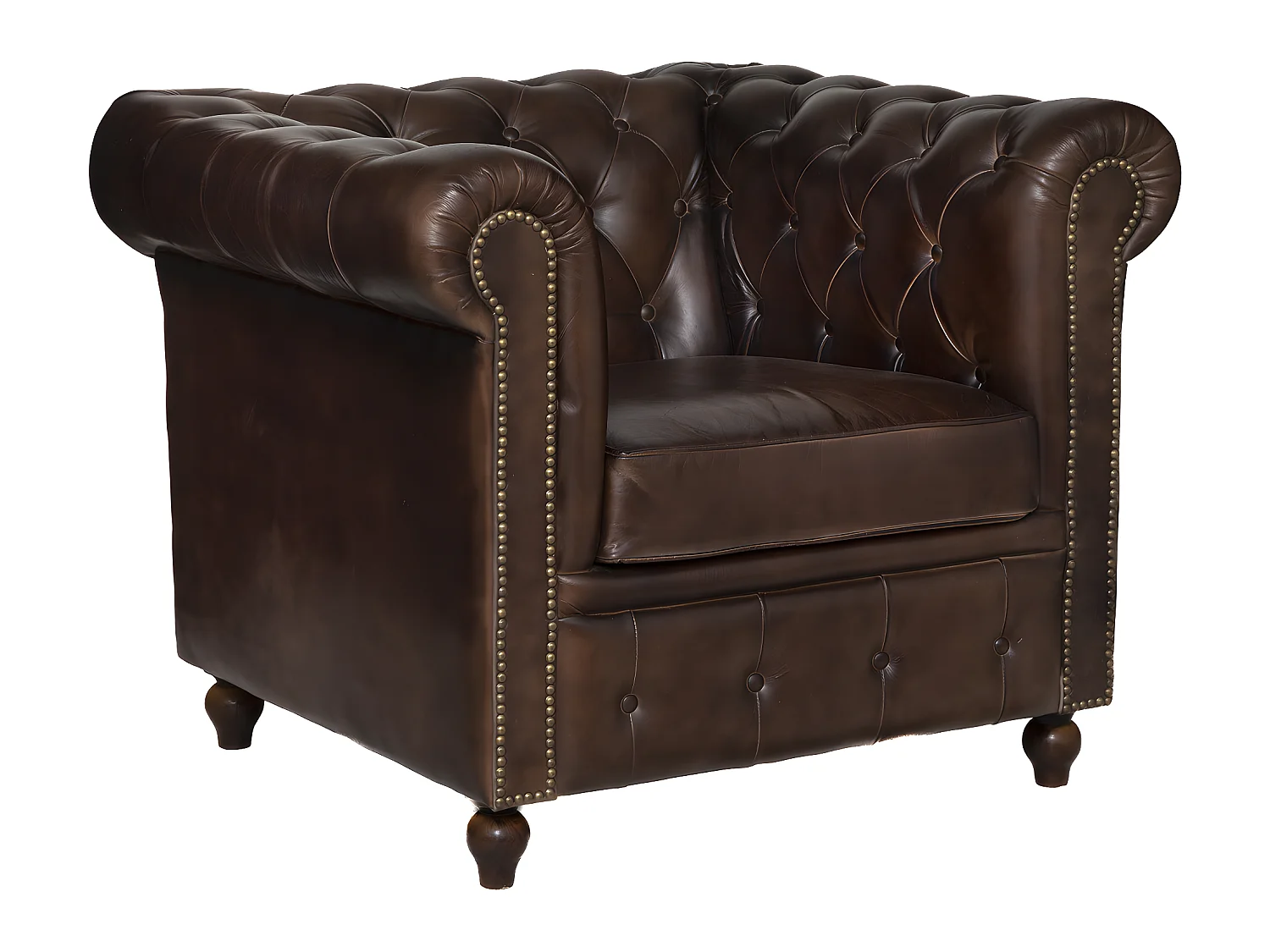 Fauteuil Chesterfield "Deep Soul" 93cm Marron