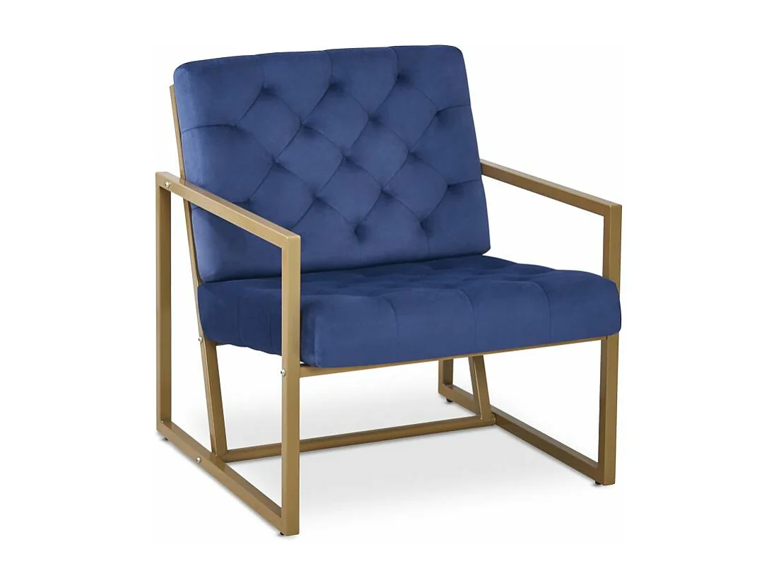 Fauteuil Design en Velours "Waca" 75cm Bleu